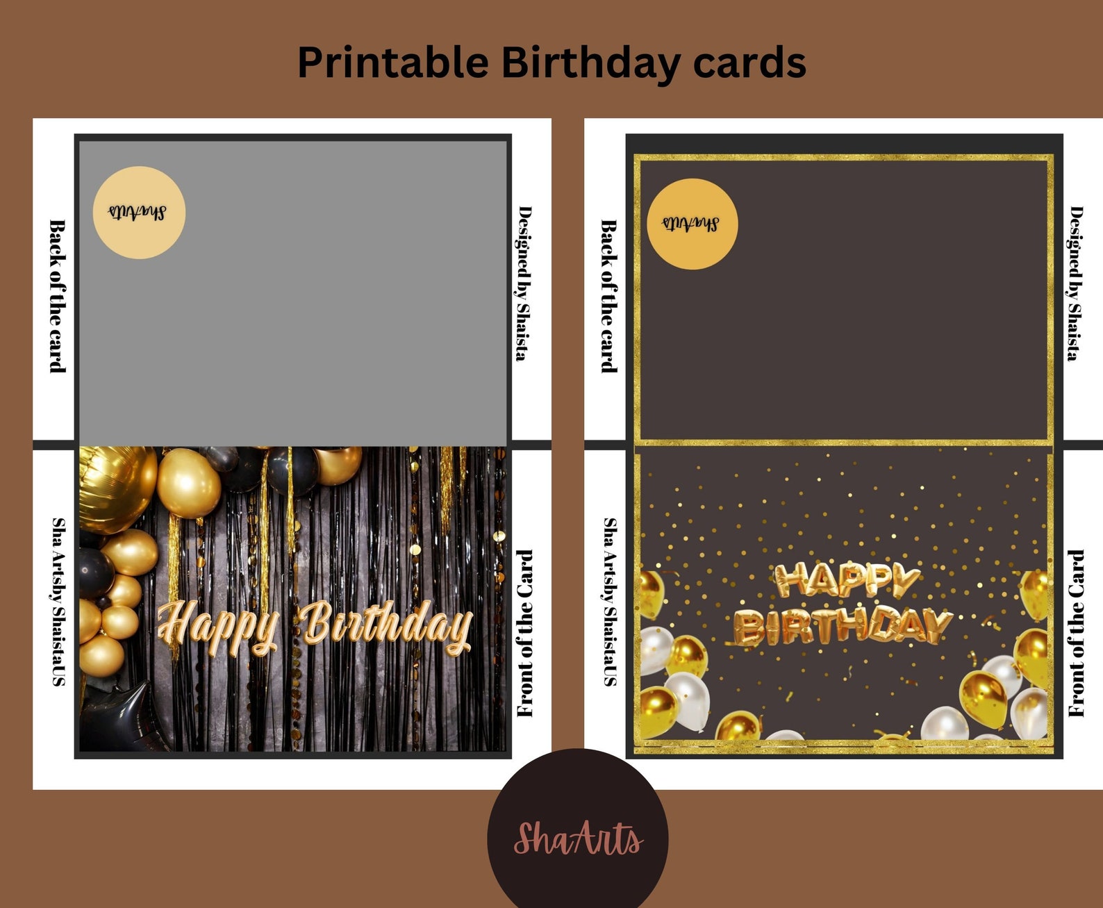 4 Printable Happy Birth Day Cards Instant Downloads7x5 Birth - Etsy