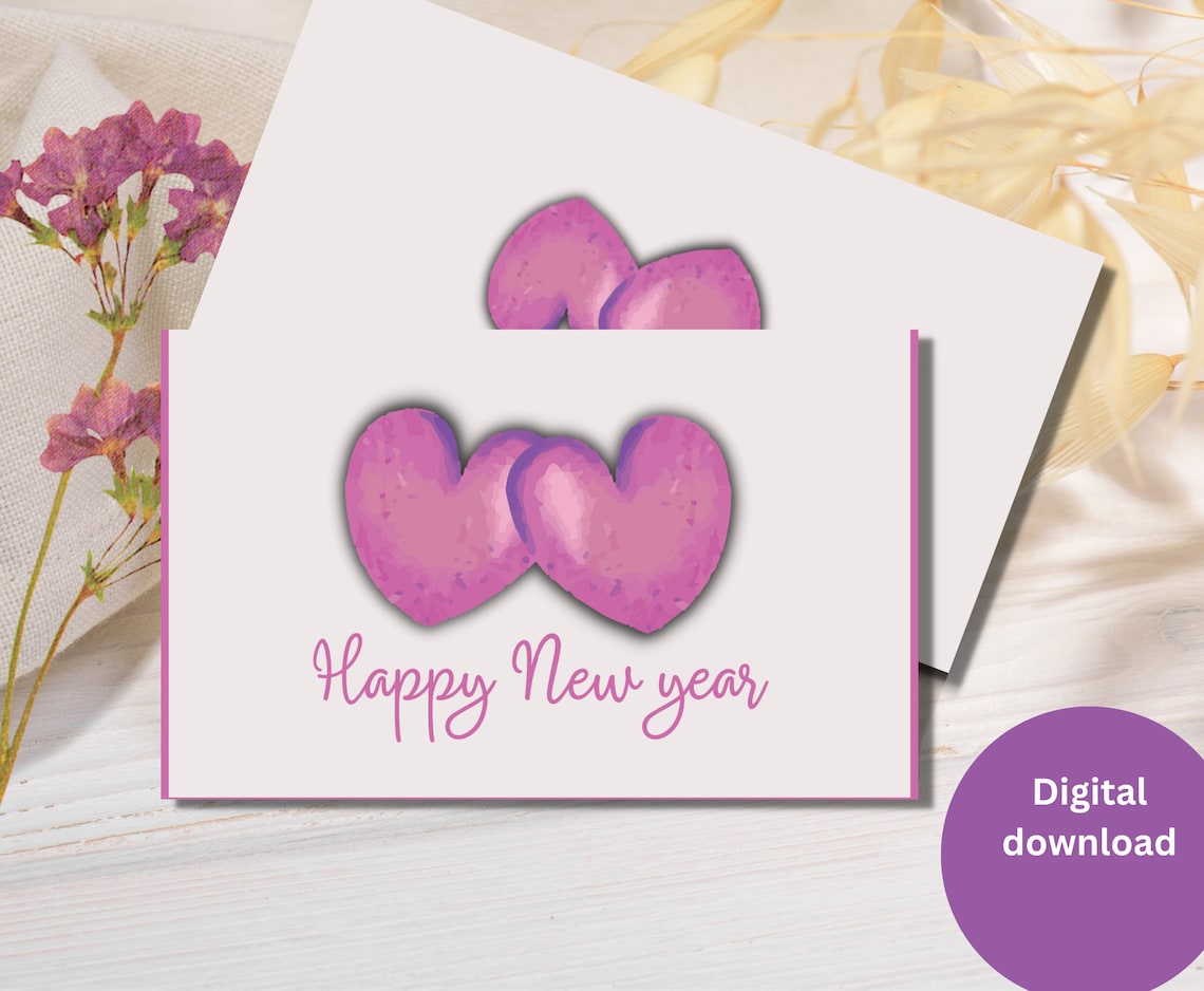 Happy New Year Cards Printable New Year Cards Instant - Etsy