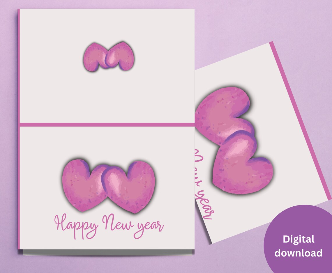 Happy New Year Cards Printable New Year Cards Instant - Etsy