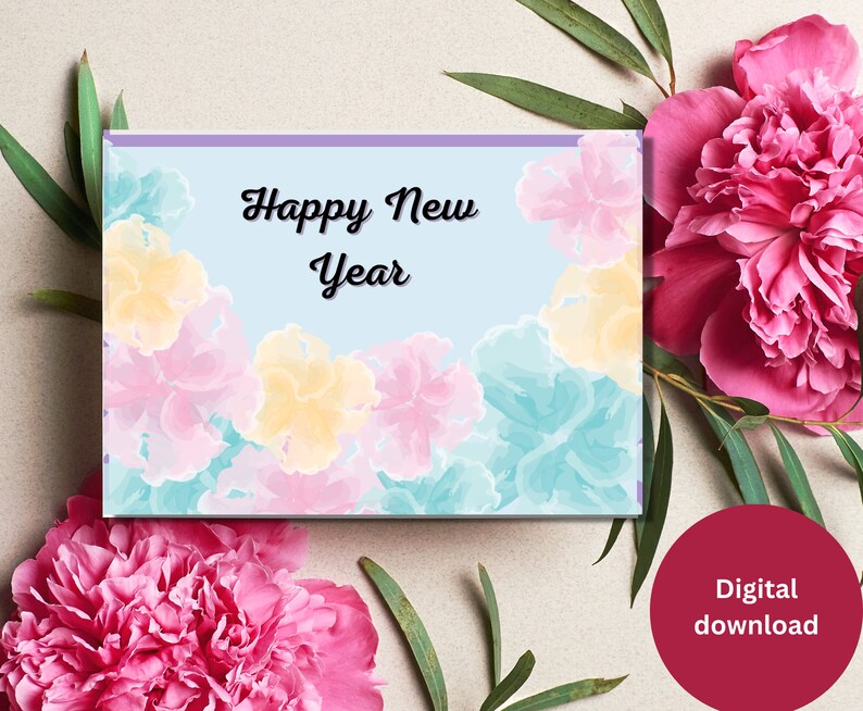 Happy New Year Cards Printable New Year Cards Instant - Etsy