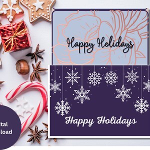 Happy Holidays Cards Printable Happy Holidays Cards Instant - Etsy