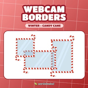 Winter Candy Cane Webcam Borders | Christmas Twitch Overlay, Overlay for Streamers | OBS, Streamlabs
