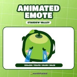 Cute Junimo Animated CRY/SAD/SOBBING Emote | Green Stardew Valley Emoji for Twitch, Discord and YouTube | Instant Download & Ready to Use