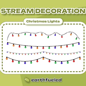 Animated Christmas Holiday Lights for Winter, Festive Twinkle Lights Chain | Twitch Stream Overlays for Streamers & Vtubers