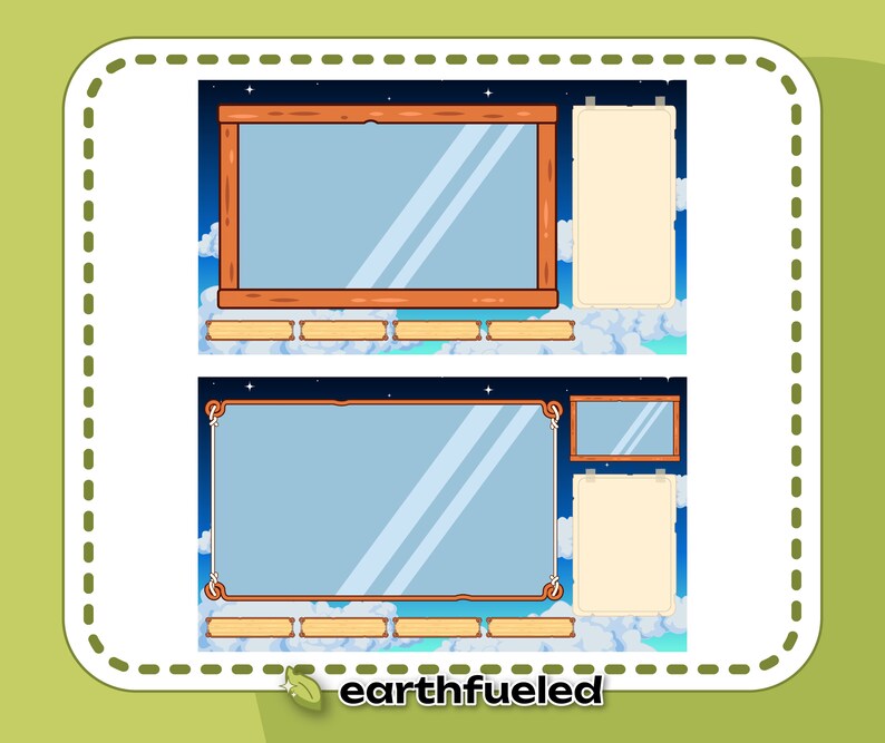 Stardew Valley FULL STREAM PACKAGE customizable Cute Wood, Cloudy and Leafy Theme 2 Overlays, 4