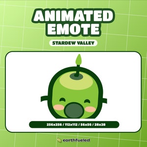 Cute Junimo Animated OPEN MOUTH/POP Emote | Green Stardew Valley Emoji for Twitch, Discord and YouTube | Instant Download & Ready to Use