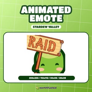 Cute Junimo Animated RAID EMOTE | Green Stardew Valley Emoji for Twitch, Discord and YouTube | Instant Download & Ready to Use