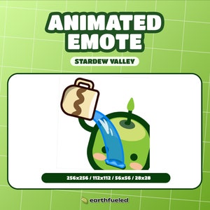 Cute Junimo Animated HYDRATE EMOTE | Green Stardew Valley Emoji for Twitch, Discord and YouTube | Instant Download & Ready to Use