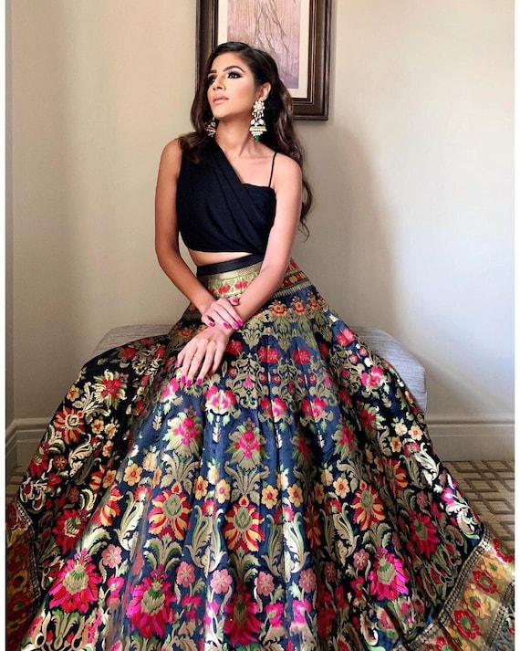 Crop Top Ready Made Lehenga, Bridesmaids Cocktail Festival Skirt