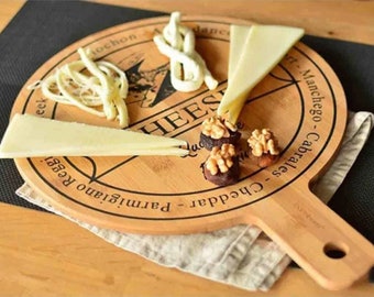 Wooden Cheeseboard,Round Cheese Board,Housewarming Gift for Newlyweds,Round Cheese Board for a Couple,Cheese Lovers Gift