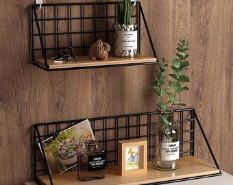 Wall mounted shelves, bedroom walls, iron wall hanging baskets, storage racks, storage baskets, hanging racks