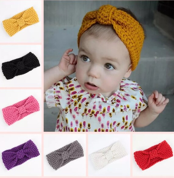 Baby Girls Winter Turban Crochet Bow Knitted Wool Headband