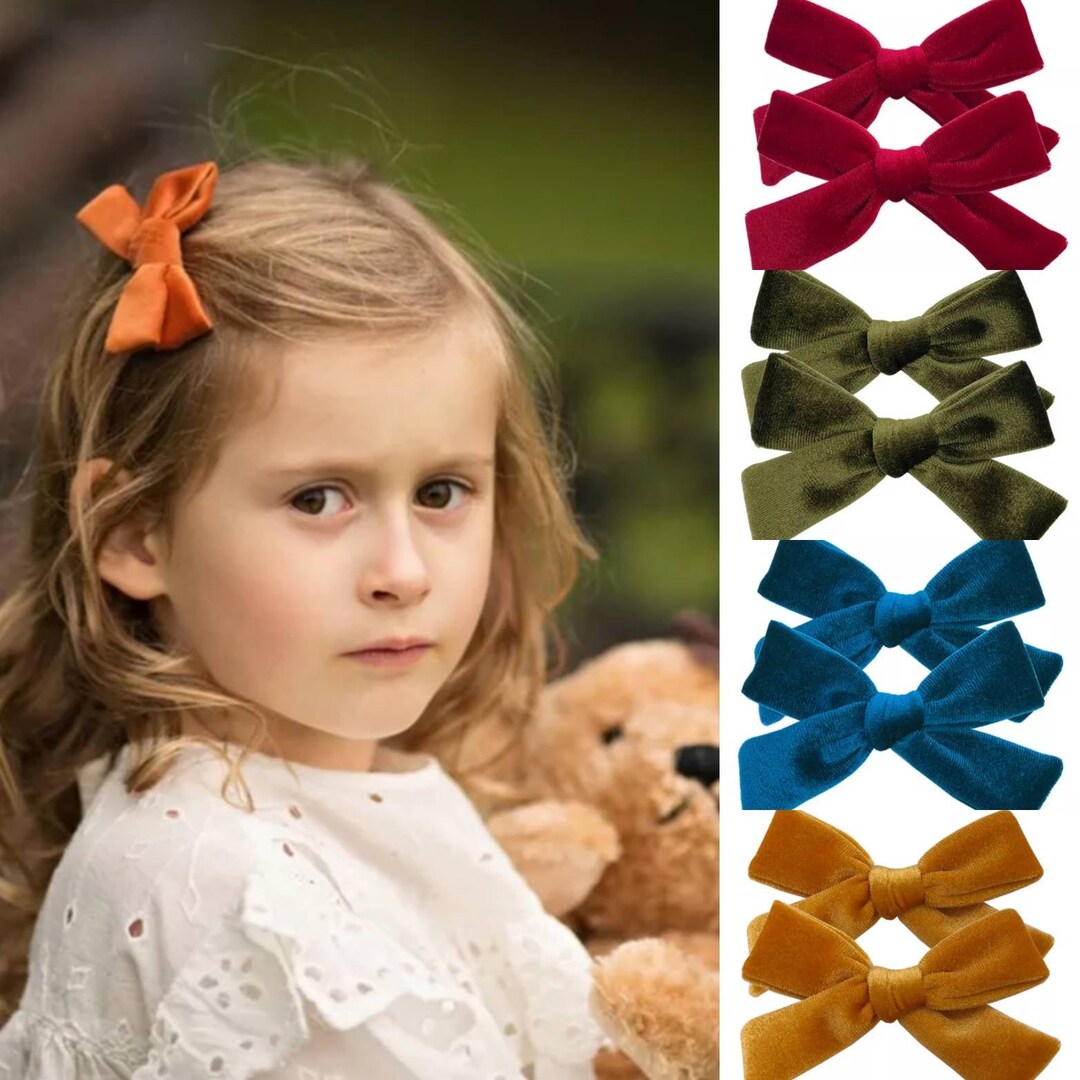 Pair of Velvet Hair Bow Christmas Hair Bow Girl Hair Bow Etsy
