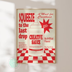 Creative Sauce Poster: Modern retro red wall art print (Digital Download)