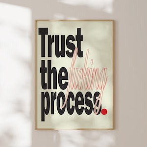 Trust The Process Wall Art: Retro Typography Living Room Decor, Motivational Prints (Digital Download)