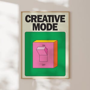 Pôster original do Creative Mode, estampas retrô modernas, arte de parede ousada para imprimir (download digital)