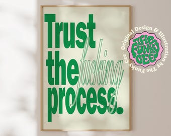 Trust the Process Typography Poster, Trendy Printable Art, Green Aesthetic Room Decor, Office Motivational Wall Art, Modern Digital Wall Art