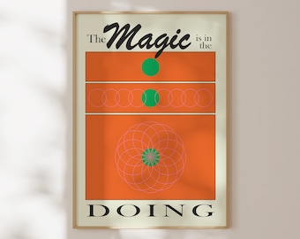 Magic Poster, Motivational Wall Art, Inspirational Printable Art, Orange Wall Decor, Digital Download