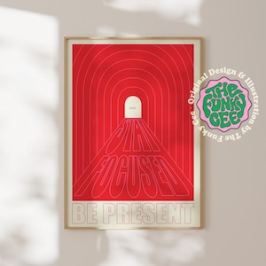 Red Minimalist Art Print: Retro Modern Room Decor (Digital Download)