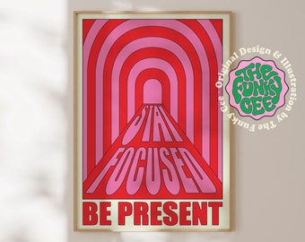 Retro Funky Wall Art, Trendy Eclectic Poster, Modern Maximalist Wall Art, Pink Retro Poster, Colorful Printable Poster, Digital Download