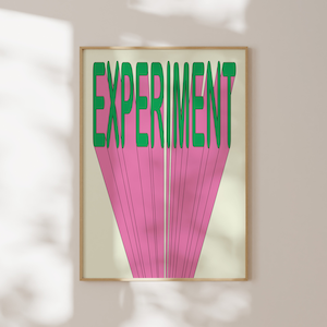 Experiment Typografie Art Print, digitaler Download, rosa und grüne Wandkunst, trendiges Haus Büro Dekor, Grafik Kunst Poster, moderner Retro-Print