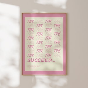 Pink Motivational Quote Print, Trendy Digital Poster, Home Office Prints, Pink Typography Poster, Aesthetic Room Decor, Printable Wall Art