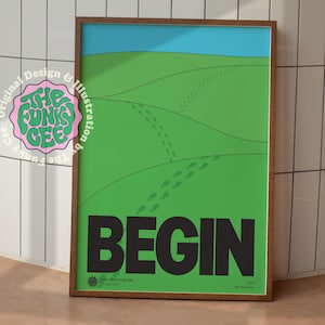 Begin Art Print, trendy graphic design print, moderne retro poster, coole art print, esthetische kamerkunst, afdrukbare muurkunst, digitale download