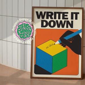 Schreib es auf Wandbild, digitaler Download, minimalistische Retro-Wandkunst, buntes Poster, druckbare Kunst, modernes Bürokunstdruck, Wohnkultur
