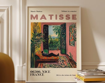 Henry Matisse Exhibition Poster, Famous Gallery Wall Art Print, Painting Art Print, Beige Wall Print, Garden, Scenery Nature Living Room Art