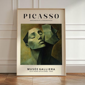 Picasso Ausstellung Wand Kunst Druck, Neutral Beige Abstrakt Vintage Minimalist Geschenk Idee, Berühmter Künstler Druck, Grün Galerie Wand Wohnkultur
