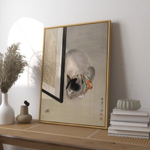 Minimalist Cat Poster, Japanese Cat Art Print, Animal Wall Art Decor, Animal Art Print, Cat Lovers Gift, Vintage Asian Interior Design