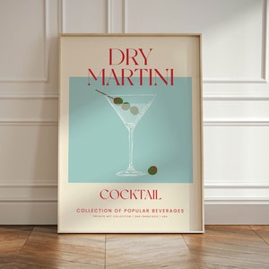 Retro Martini Cocktail Print, Vintage Wand Kunst Design In Beige & Limettengrün, Moderne Galerie Wand Bar Küche Dekor Geschenk für Freund