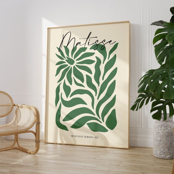 Henri Matisse Exhibition Poster, Famous Gallery Wall Art Print, Sage Green Beige Boho Art Print, Wall Decor, Garden, Bedroom Living Room Art