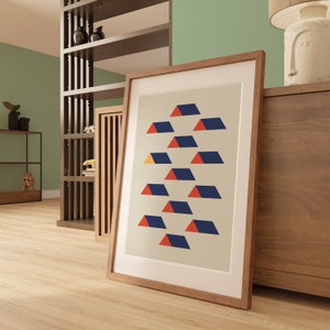 Arte de pared Bauhaus minimalista, decoración del hogar retro, impresión geométrica, cartel gráfico vintage / decoración del hogar verde retro, impresión de arte de pared moderna