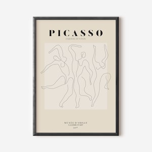 Picasso Ausstellung Wand Kunstdruck, Neutral Beige Abstrakte Vintage Minimalistische Geschenkidee, Berühmte Künstler Druck, Blaue Galerie Wand Wohnkultur