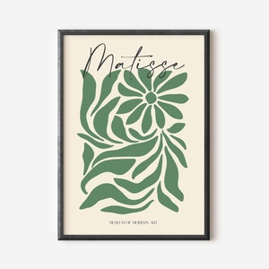 Henri Matisse Ausstellungsplakat, berühmte Galerie Wand Kunstdruck, Salbei Grün Beige Boho Kunstdruck, Wand Dekor, Garten, Schlafzimmer Wohnzimmer Kunst
