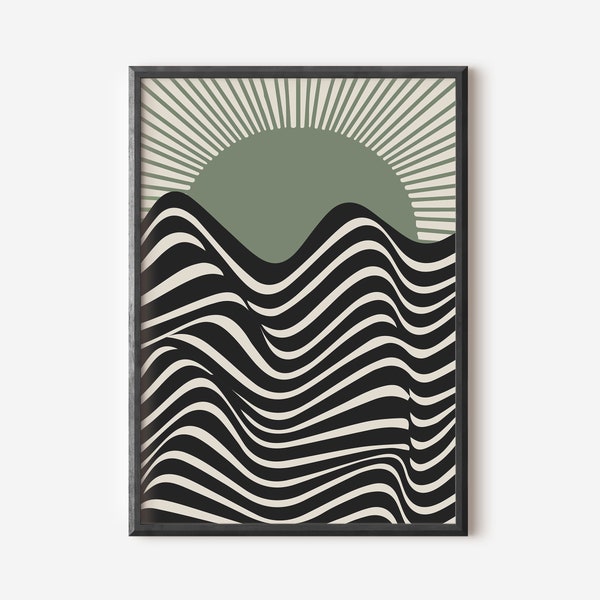 Bauhaus Poster Print, Beige Ausstellung Poster, Mid Century Modern Art Decor, Grün Abstrakt Vintage Minimalist Retro Wand Kunst Geschenk Idee