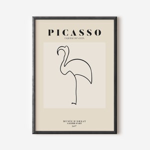 Picasso Exhibition Wall Art Print, Neutral Beige Abstract Vintage Minimalista Idea Regalo, Stampa Artista Famoso, Blue Gallery Wall Home Decor