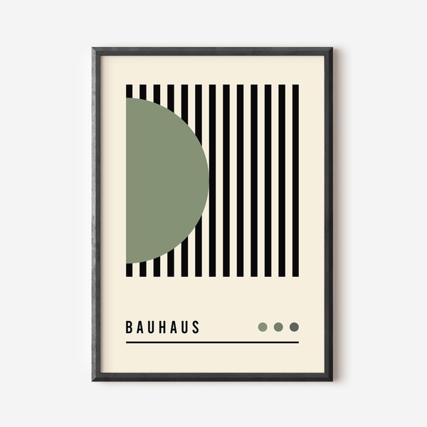 Bauhaus Poster Print, Poster della mostra Beige, Mid Century Modern Art Decor, Sage Green Abstract Vintage Minimalista Retro Wall Art Gift Idea