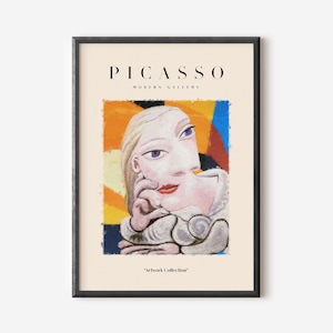 Picasso Exhibition Wall Art Print, Neutral Beige Abstract Vintage Minimalist Gift Idea, Famous Artist Print, Yellow Gallery Wall Home Decor
