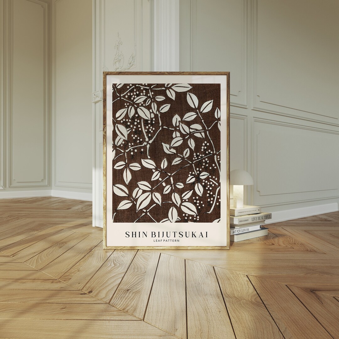 Shin Bijutsukai Art Print, Japanese Poster, Brown Floral Vintage ...