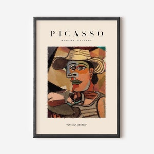 Picasso Exhibition Wall Art Print, Neutral Beige Abstract Vintage Minimalist Gift Idea, Famous Artist Print, Brown Gallery Wall Home Decor