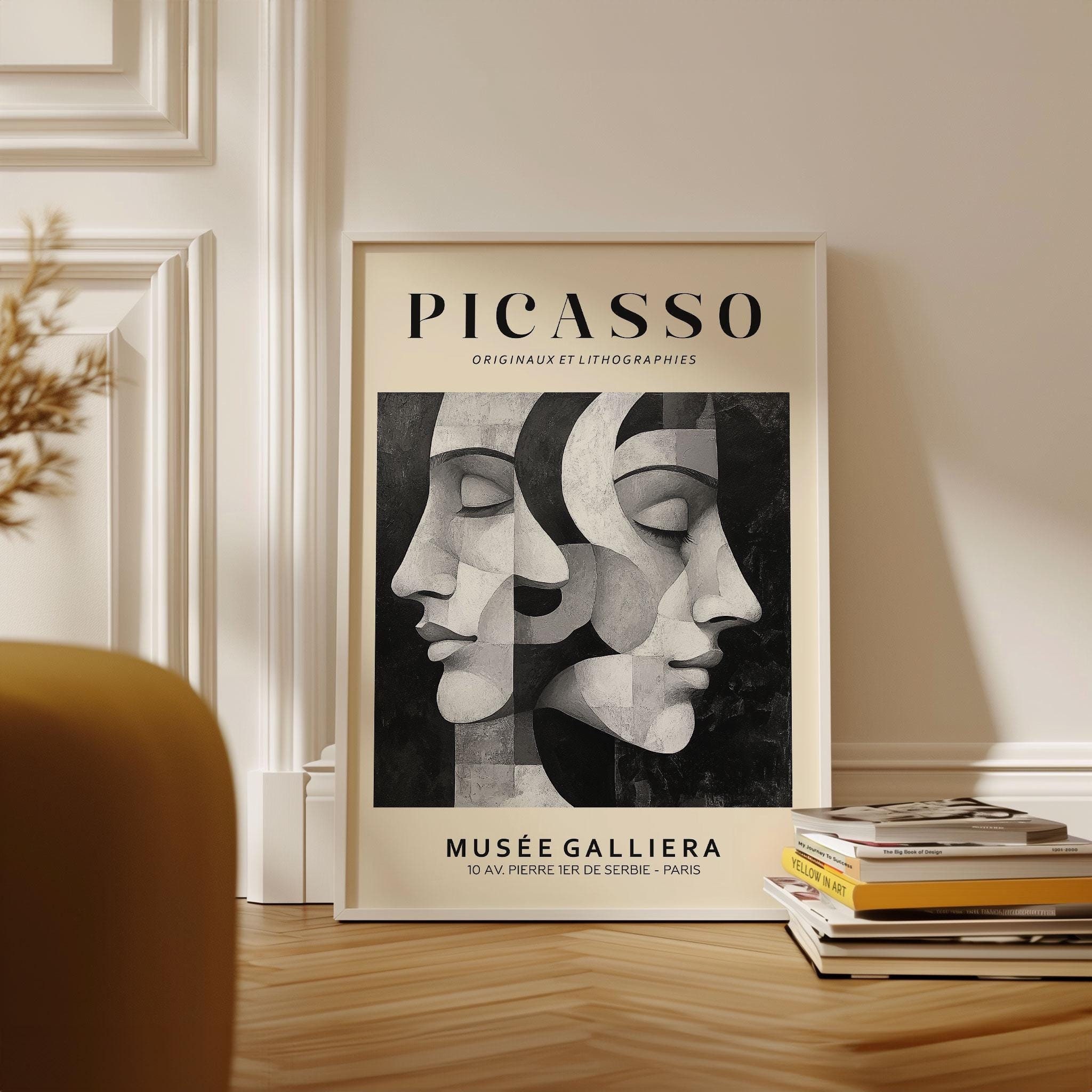 Picasso Exhibition Wall Art Print, Neutral Beige Abstract Vintage Minimalist Gift Idea, Famous Artist Print, Green Gallery Wall Home Decor
