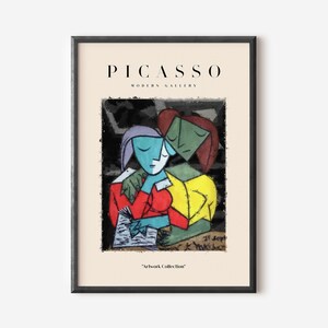 Picasso Exhibition Wall Art Print, Neutral Beige Abstract Vintage Minimalist Gift Idea, Famous Artist Print, Yellow Gallery Wall Home Decor