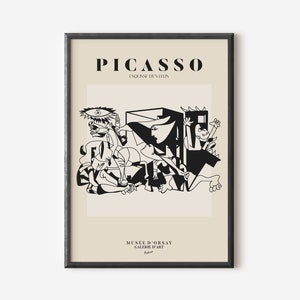 Picasso Ausstellung Wand Kunstdruck, Neutral Beige Abstrakte Vintage Minimalistische Geschenkidee, Berühmte Künstler Druck, Blaue Galerie Wand Wohnkultur