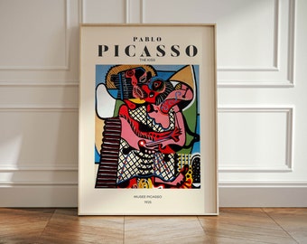 Picasso Exposition Wall Art Print, Neutral Beige Abstract vintage Minimalist Gift Idea, Famous Artist Print, Blue Gallery Wall Home Decor