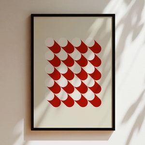Impresión de arte de pared Bauhaus, decoración del hogar retro, cartel geométrico moderno / decoración moderna vintage minimalista roja, cartel de impresión geométrica abstracta