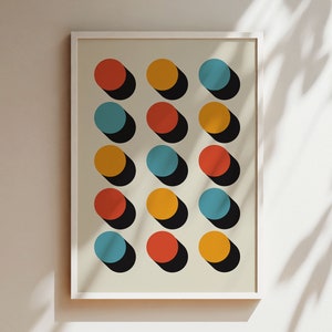 Arte de pared Bauhaus minimalista, decoración del hogar retro, impresión geométrica, cartel gráfico vintage / decoración del hogar verde retro, impresión de arte de pared moderna