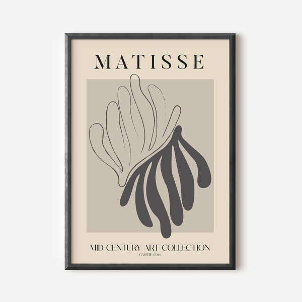 Henri Matisse Exhibition Poster, Famous Gallery Wall Art Print, Grey Beige Boho Art Print,Wall Decor, Garden, Scenery Nature Living Room Art