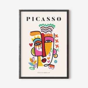 Picasso Ausstellung Wand Kunstdruck, Neutral Beige Abstrakte Vintage Minimalistische Geschenkidee, Berühmte Künstler Druck, Blaue Galerie Wand Wohnkultur